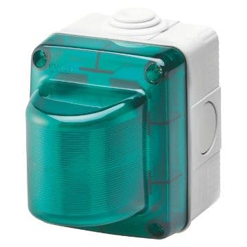 GEWISS - GW27416DY Warning Light, 15 W, 230 V, Green Diffuser, IP55, Grey RAL 7035