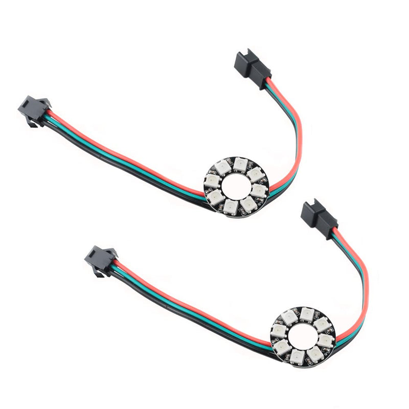 8 Bits WS2812 RGB LED Ring with SM2.54-3P Wire, DC5V WS2812B 5050 Full Color LED with Integrated Drivers Individually Addressable for Arduino Raspberry Pi ESP8266 Nodemcu (Pack of 2pcs)