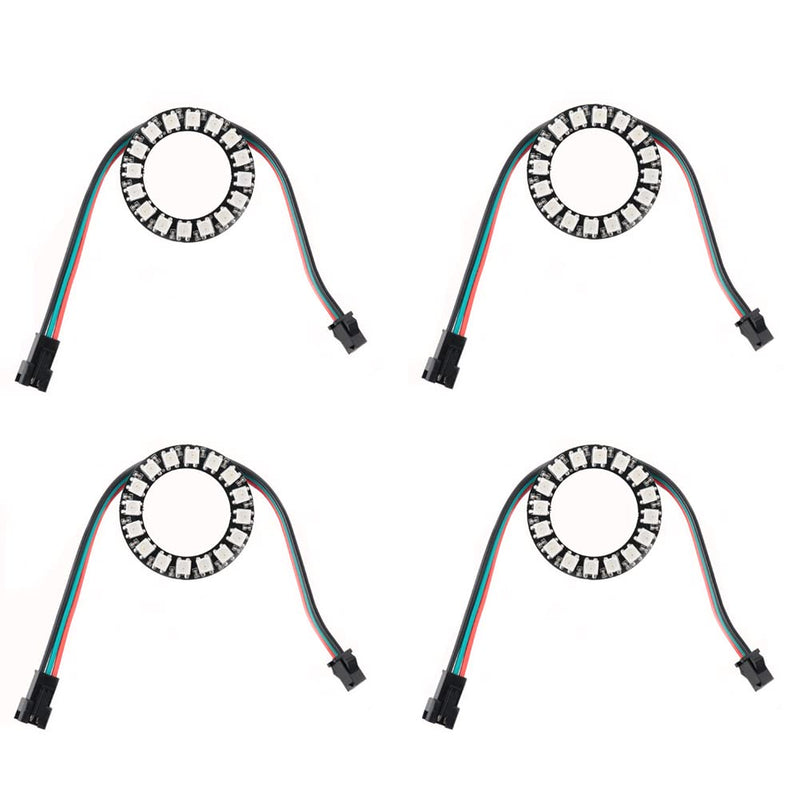 16 Bits WS2812 Addressable LED Ring with SM2.54-3P Connector Wire, 16 X WS2812B 5050 RGB LEDs with Integrated Drivers DC5V for Arduino ESP8266 ESP32 Devkit Nodemcu (Pack of 4pc)