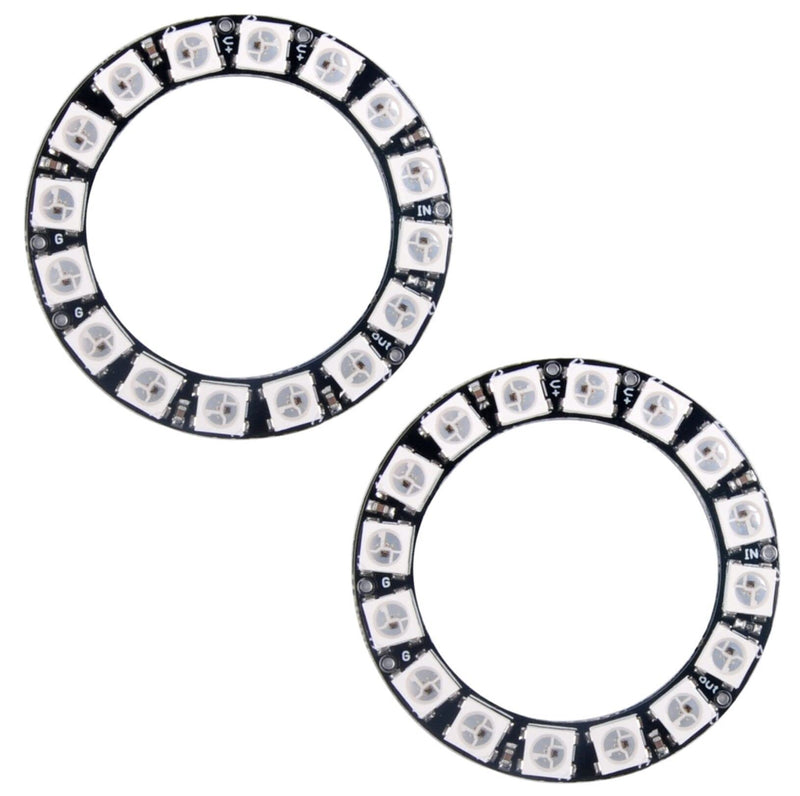[AUSTRALIA] - 16 Bits WS2812 RGB LED Ring 16 X WS2812B 5050 Full Dream Color Light LED ith Integrated Drivers Individual Addressable for Arduino Raspberry Pi ESP32 (Pack of 2pcs) 