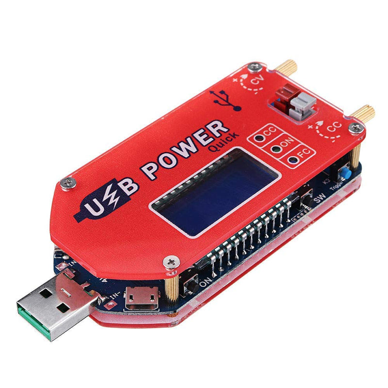 Fasizi 15W USB Step Up Power Supply Module Boost Adjustable Converter Fan Speed Control Potentiometer with LCD Display - Red