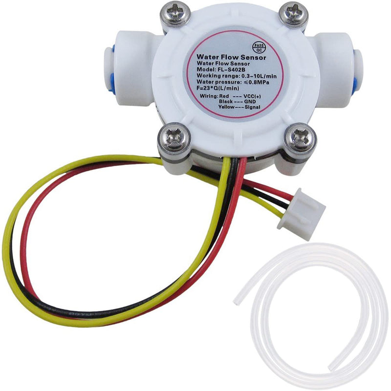 Youmile G1/4" Quick Connect Hall Effect Sensor Water Flow Sensor YF-S402B 0.3-10L/min Water Hall Effect Flow Sensor with Silicone Hose 6mm ID