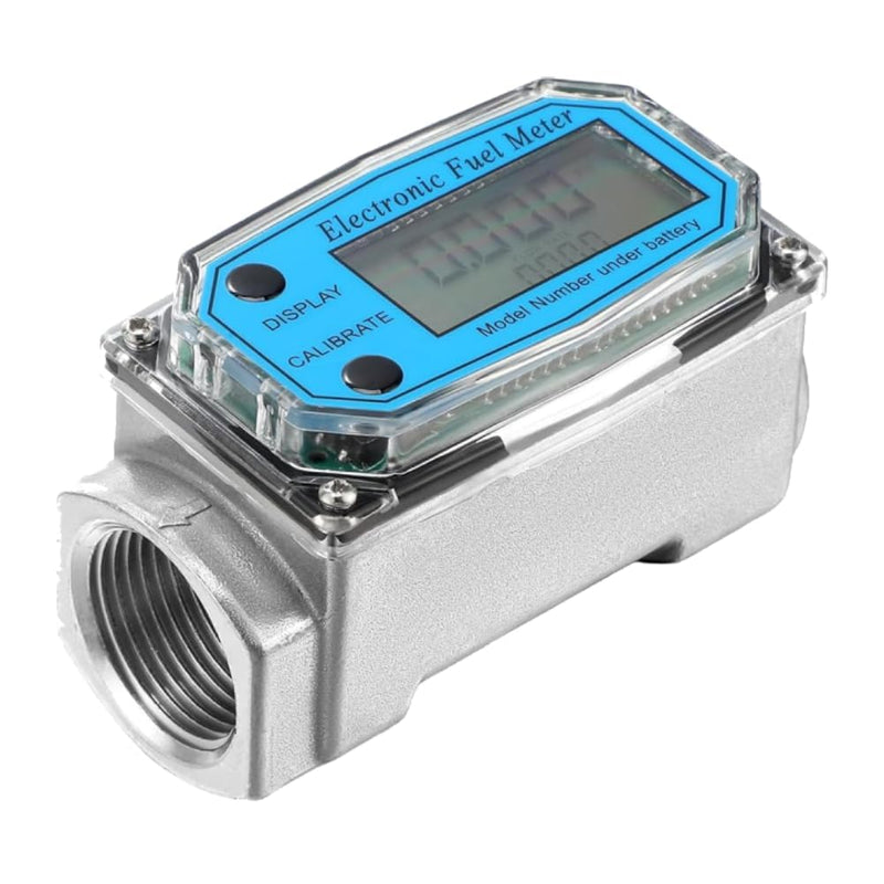 Uadme Flow Meter 15-150L/min 1" NPT Diesel Flow Sensor Mini Digital Turbine Flowmeter for Diesel Kerosene Petrol Shows Current and Cumulative Flow Blue