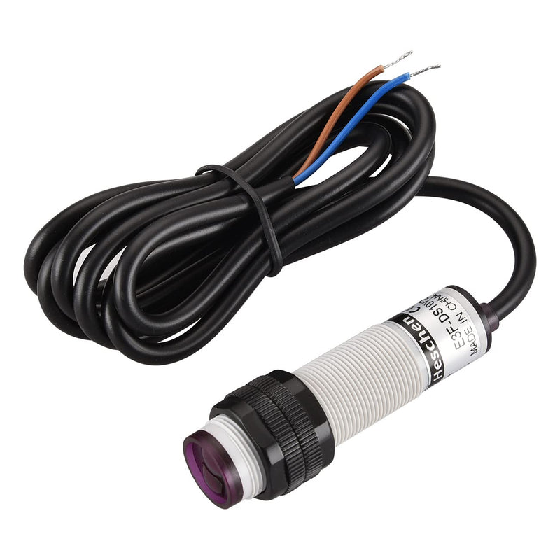 Heschen M18 Column Infrared Photoelectric Proximity Switch, Diffuse Reflection Type, E3F-DS10Y2, Detection Distance 10 cm, 90-250VAC 400mA, Normally Closed (NC), 2 Wires