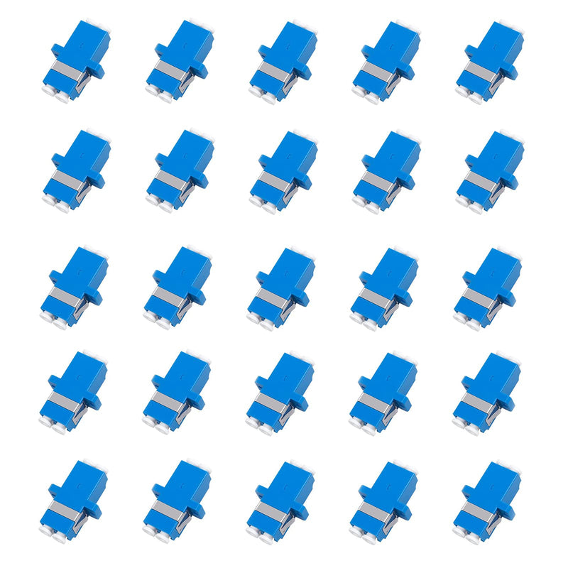 25 pcs LC Fiber Optic Coupler Adapter LC to LC Coupler Duplex Singlemode (SM) Fiber Optic Cable Adapter LC-LC Duplex Single Mode Connector LC Duplex SM 25pcs