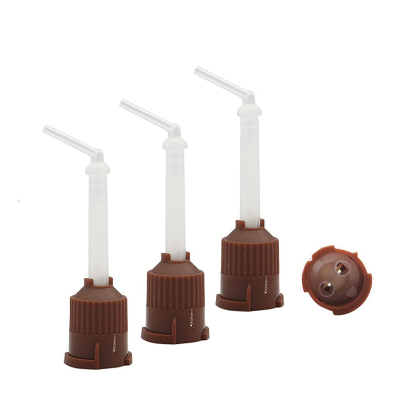 YOUYA DENTAL Dental Impression Mixing Tips, 50 Pieces Dental Intra Oral Tips for Dentistry Materials Mixing Tube Disposable Silicone Rubber Head Lab Products - Brown