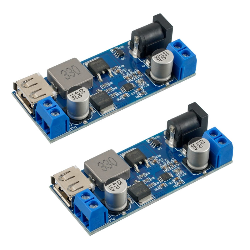 EPLZON DC 6V 9V 12V 24V to DC 5V 5A Step-Down Converter Module V-36V Step-Down Converter to DC 5V-5.3V 5.2V 3.5-6A Transformer Voltage Regulator Power Module with Two Outputs (Pack of 2)