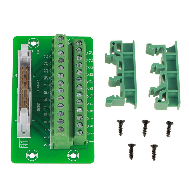 IDC26P DIN Rail Module, DIN Rail Breakout Board Module Terminal Block Module 26-Pin 5mm Interface Module with Plug Breakout Board