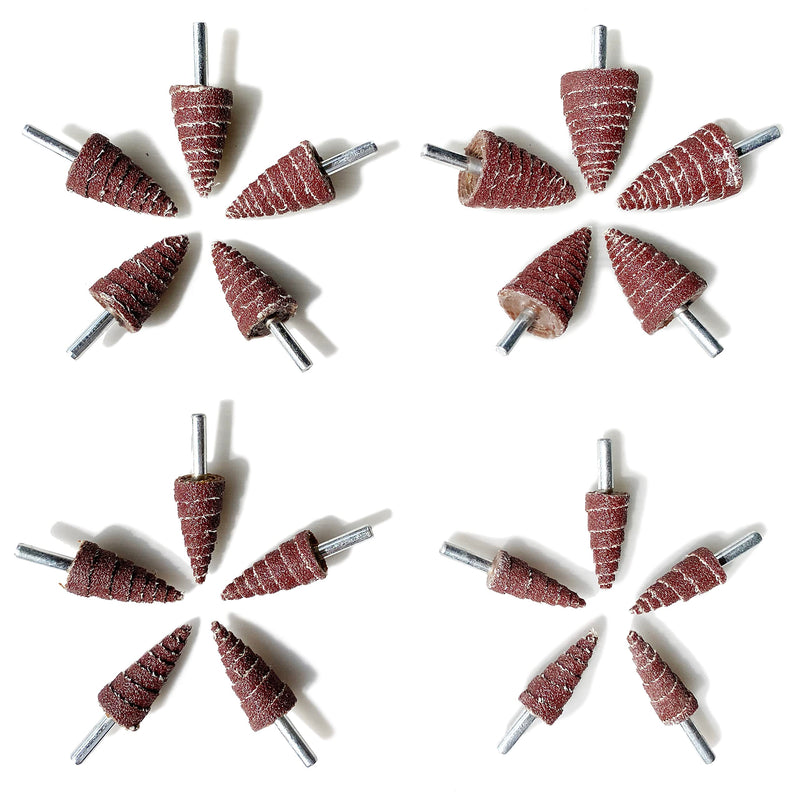 20 Pieces 4 Sizes Conical Grinding Heads with 6mm Universal Shank Spiral Grinding Head for Metal Wood Grinding
