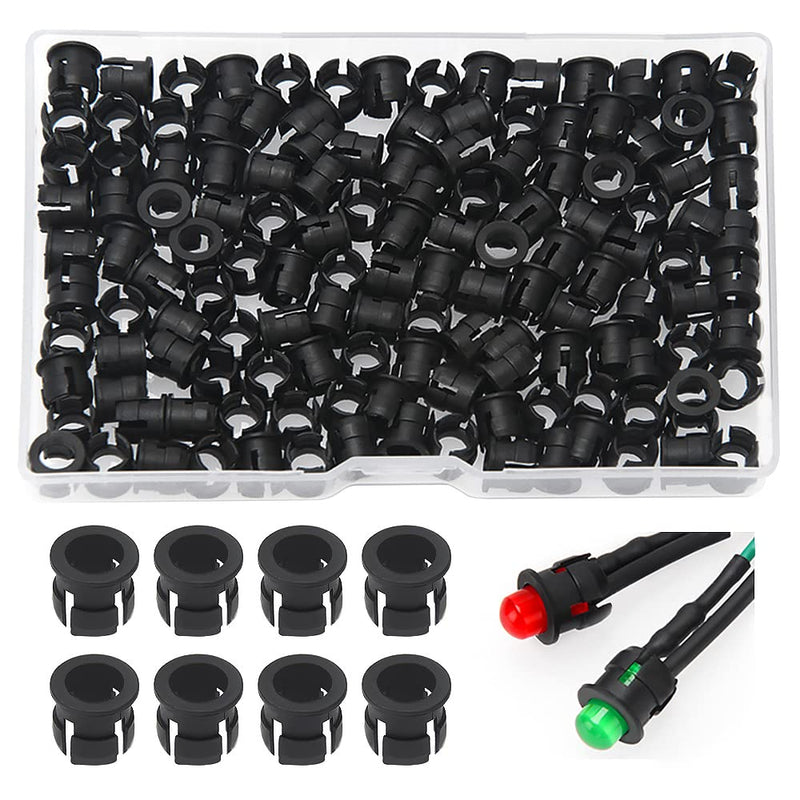 Lyeteung 150 pieces 5 mm plastic black LED diode holder, LED lamp holder, clip bezel mounting diode holder, LED socket, LED mounting clip 5mm Kunststoff - C