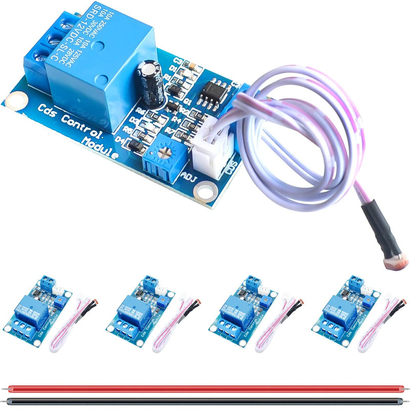 [AUSTRALIA] - DAOKAI XH-M131 Photoresistor Relay Module 12V DC Photoresistor Relay Module Light Control Switch Detection Sensor Automatic Light Control Switch with 24 AWG Wire (5 Pieces) 