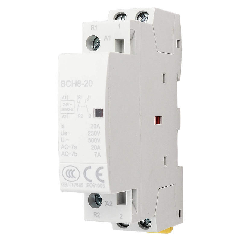Jadeshay AC Contactor 2P 20A 24V 220V/230V 50/60Hz Household Contactor DIN Rail Mounting 1NO 1NC (24V)