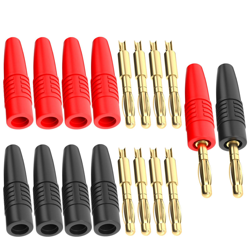Cleqee Pack of 10 4 mm Banana Plugs Male Plug Gold-Plated Solder Type Adapter for DIY Electrical Testing 4 mm gold-plated banana plug