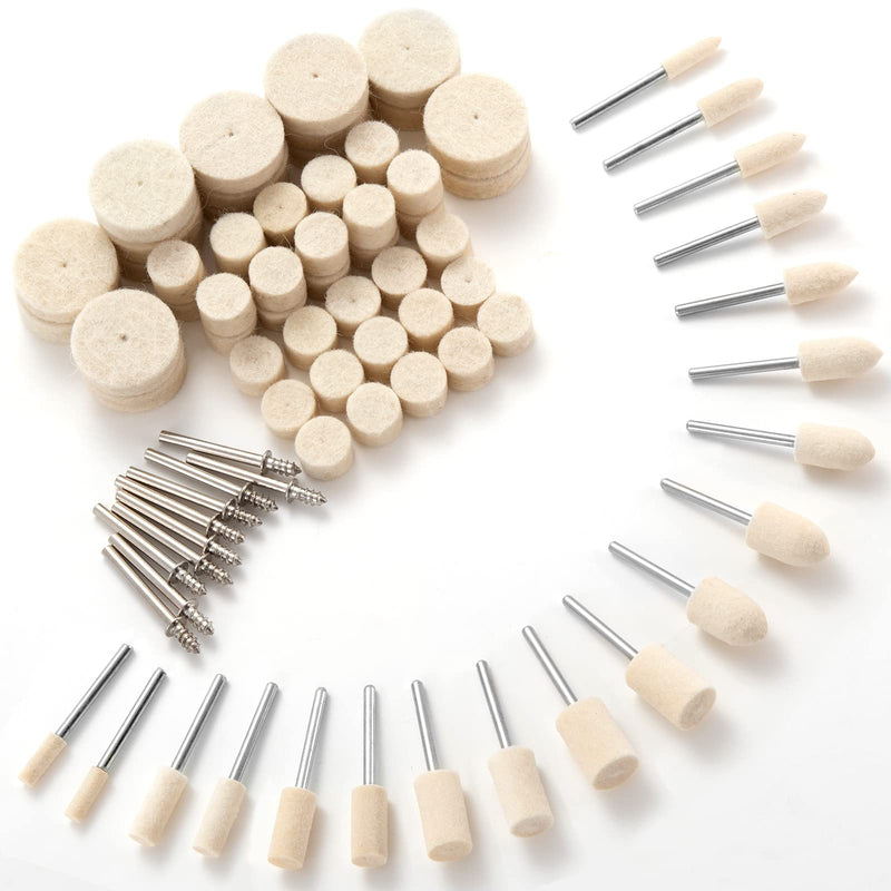 Wool Felt Polishing Buffing Wheel for Dremel Rotary Tool, 80Pcs Wool Polishing Pad Wheel Set for Rotary Tool Accessories with 1/8" Shank for Metal Glass Polishing Kit