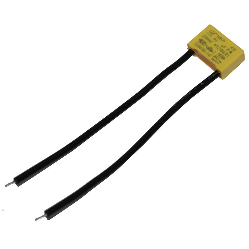 Lumonic MKP suppression capacitor, 0.1µF 275V AC, 2-pin connection, 2-pin, 0.1uF, 100nF, condenser against flickering, for household appliances, power tools, building technology, industrial