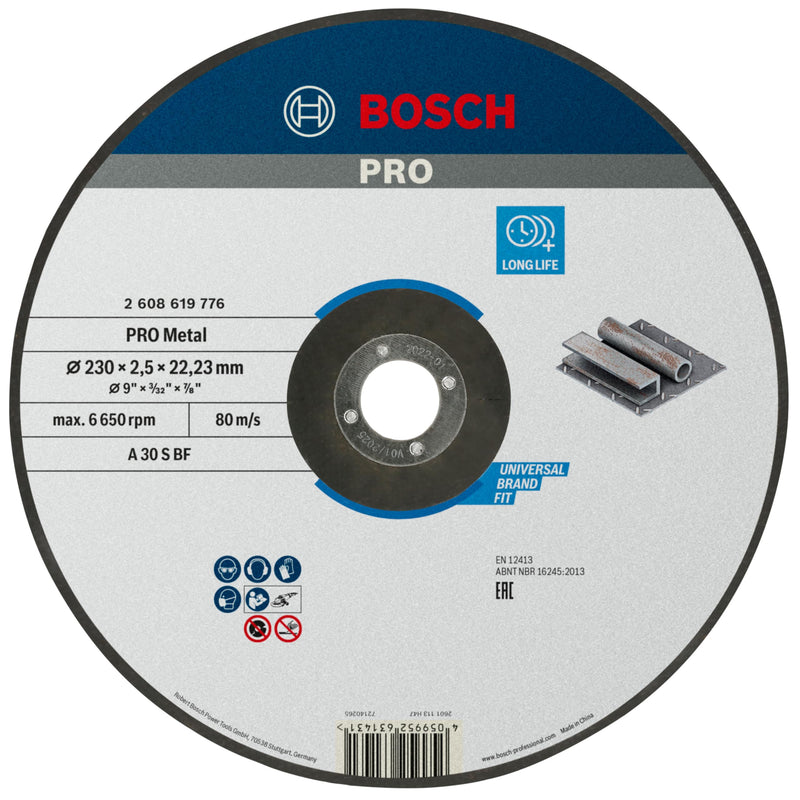Bosch Professional 1x Standard for Metal Trennscheibe (für Metall, Ø 230 x 2,5 x 22,23 mm, Gekröpft, Zubehör Winkelschleifer) Diameter 230 x 2.5 x 22.23 mm