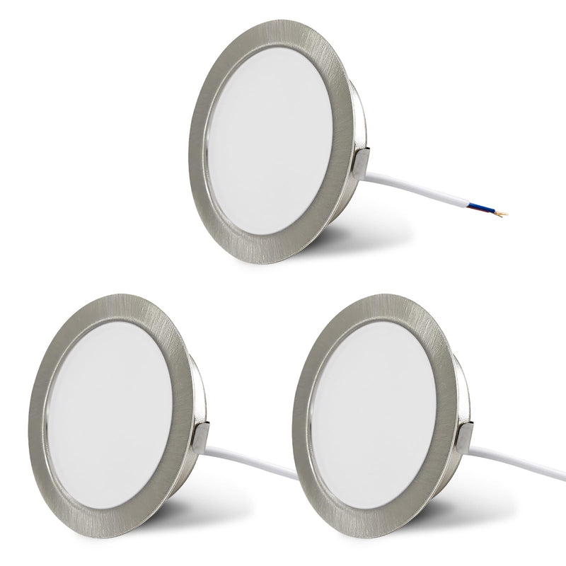 [AUSTRALIA] - LED Recessed Spotlight 230 V G4 3.5 W 4000 K Neutral White 260 LM Furniture IP44 Recessed Light Kitchen Borehole 55-58 mm and 20 mm Flat Set of 3 Nickel-3 