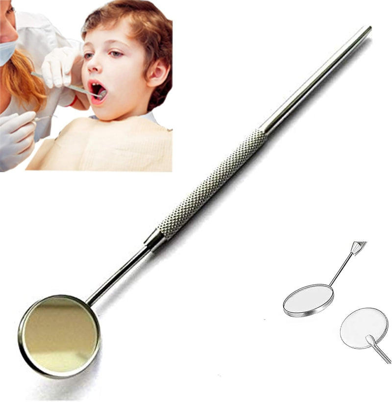 KINZIO Dental Mouth Mirror Mouth Tooth Mirror Inspection Mirror Curve Angle Dentist Oral Care Mouth Control Extension Tool Also Suitable for Eyelash Extensions (Silver) Silver