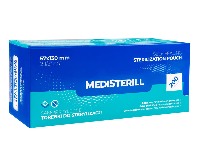 Pack of 200 Self-Sealing Sterilisation Bags, PVC Dental Sterilisation Bags, Self-Sealing Bag, Autoclave Steriliser Bag for Cleaning Tools (5.7 x 13 cm) 57x130