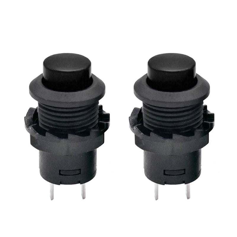 2 x Push Button Round Button 12 mm DIY AC 1.5 A/230 V 12 V Non-Momentary Button Switch Black