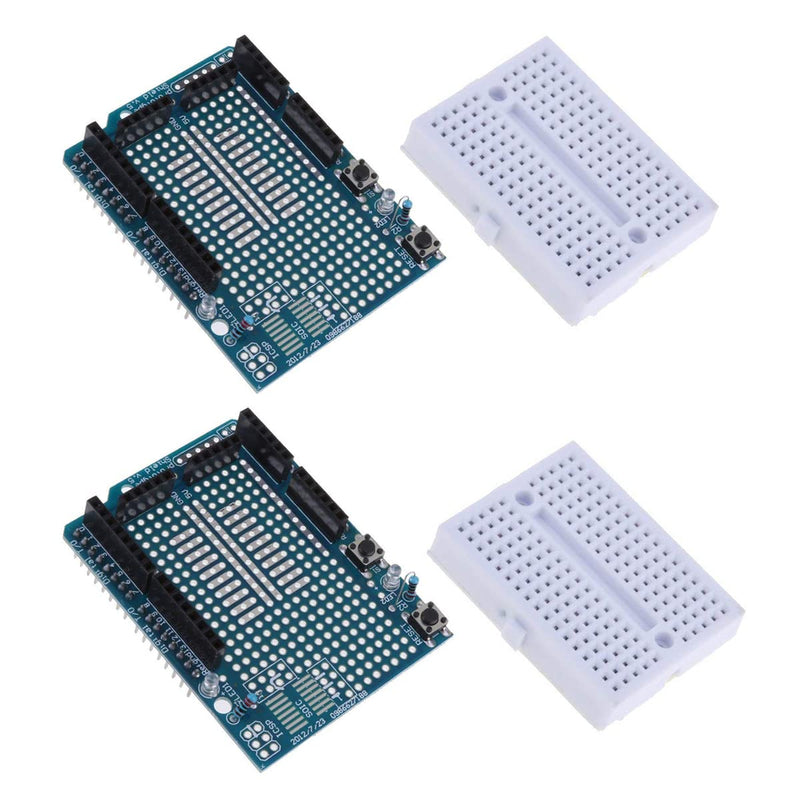 Hailege 2 x UNO R3 Proto Shield Prototype Expansion Board with SYB-170 Mini Breadboard Based on Arduino UNO R3 ProtoShield