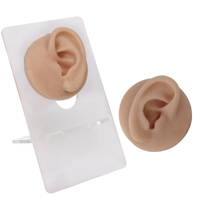 Soft Silicone Ear Model, Reusable Ear Display Mould, Professional Ear Piercing Tool, Safety Pierce for Piercing Practice Earring Display, Various Skin Colours (Dark Skin Colour) Dark skin colour