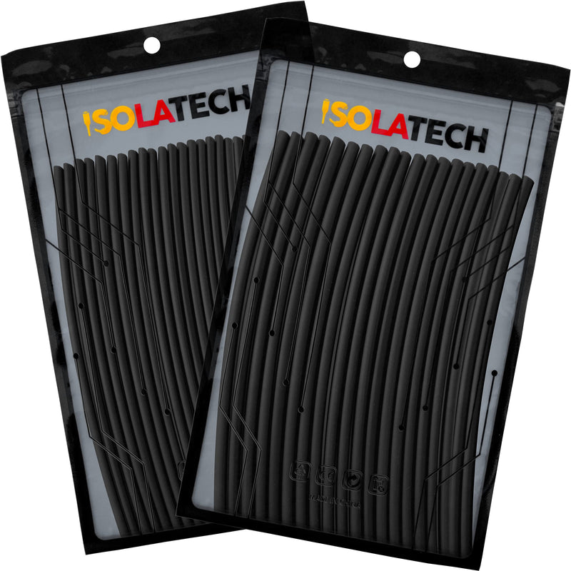 ISOLATECH Heat Shrink Tube Set Bundle 2:1 Without Adhesive Blank Black Diameter 2 mm 5.0 m in 25 x 20 cm and Diameter 3 mm 4.0 m in 20 x 20 cm Bündel 2+3mm Ø