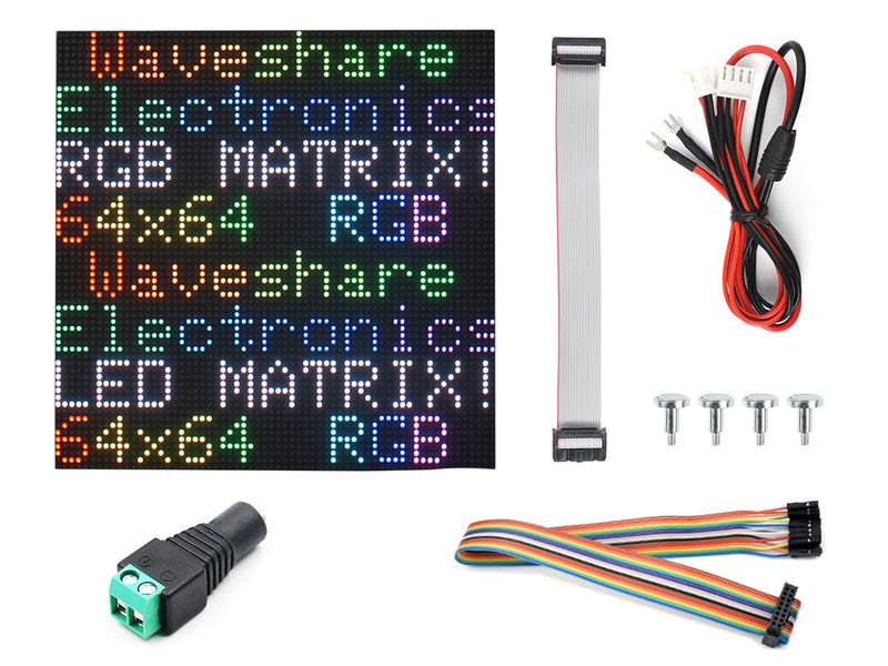 waveshare RGB Full-Color LED Matrix Panel, 2mm Pitch, 64×64 Pixels, Adjustable Brightness, Compatible with Raspberry Pi 5/4B/3B/Zero/Zero W/Zero 2W/Pico/Pico W/Pico WH