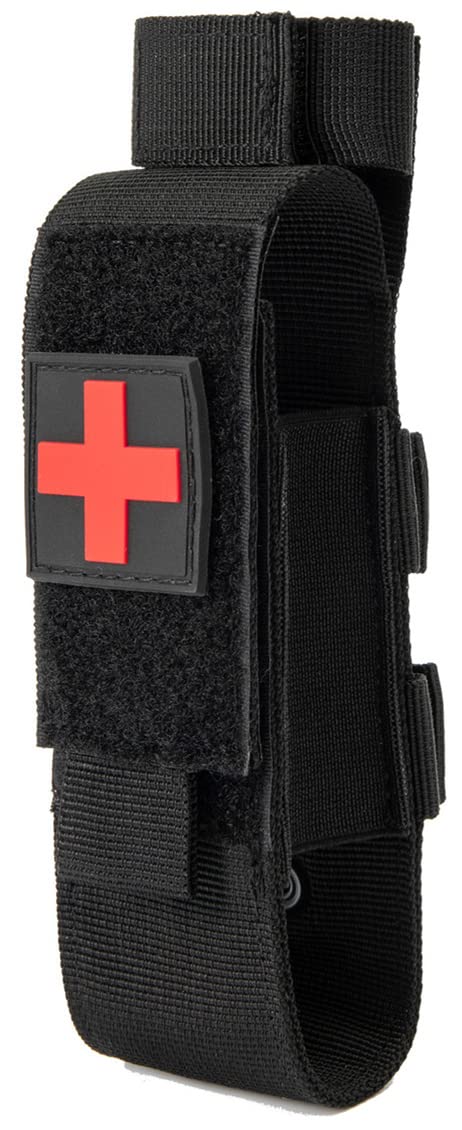Tactical Molle Tourniquet Holder, Portable TQ Military First Aid Equipment Case & Trauma Medical Shear Pouch Black
