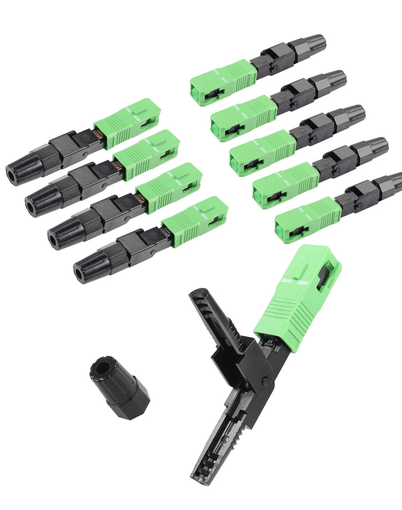 YAODHAOD Optical Connector 10pcs FTTH SC APC, Fibre Optic Fast Cold Connector Single Mode Telecommunication Level Fast Connector for CATV Network