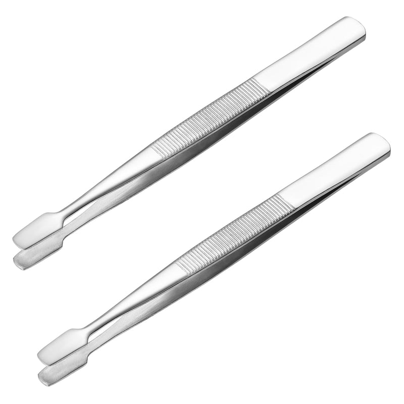iplusmile Stamp Tweezers Set: 2 Pieces Stainless Steel Flat Wide Tweezers for Stamps, Photo Development, Craft Production