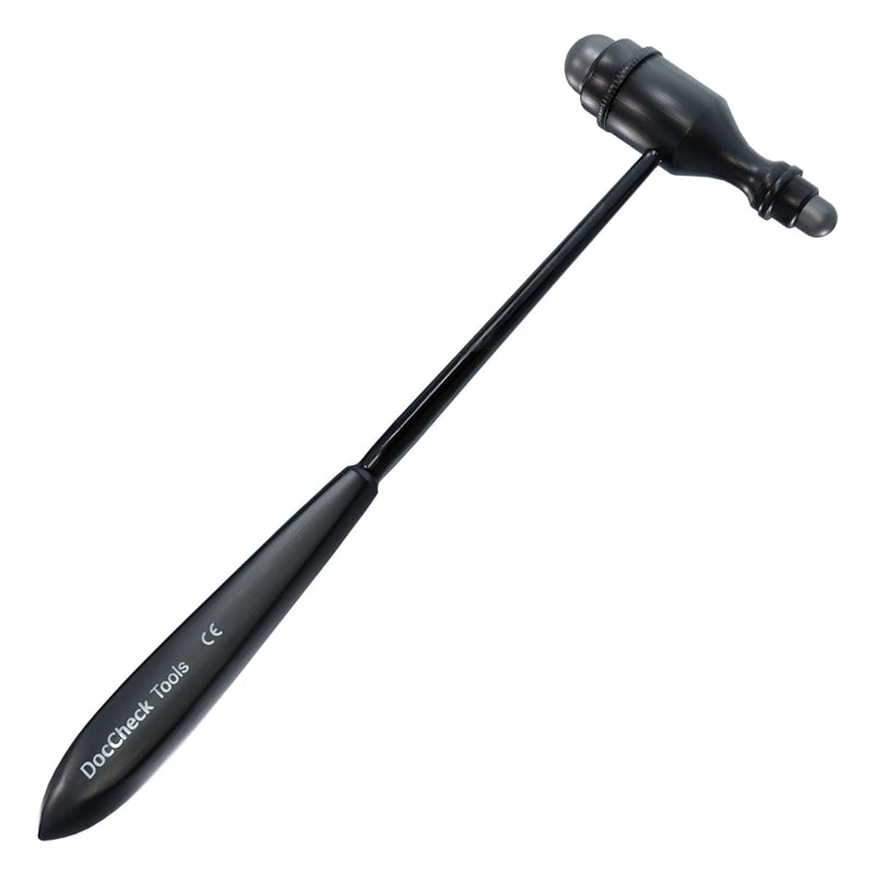 DocCheck Trömner Reflex Hammer "Klopp" - Metal Handle, Neurological Grip Tip for Stretching and Skin Reflexes, Heavy Hammer Head, Easy Disinfection, Available in Various Colours (Black) black