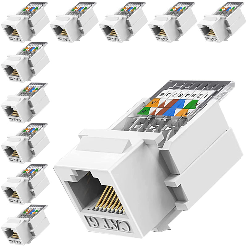 Greluma 10 x RJ45 Cat5e/Cat6 Keystone Jack - Tool-free No Punch Down Tool - Ethernet Wall Socket - Cat6 Network Coupler 10 tool-free keystone-1