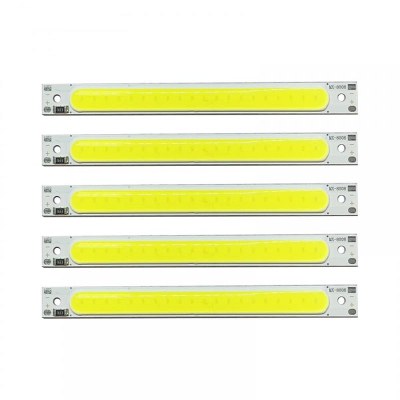 LED COB Light Board, Pack of 5 DC 5 V 3 W Long Strip LED Chip Light Board White Light 600 mA 400 lm 6500 K for USB Touch Dimmer