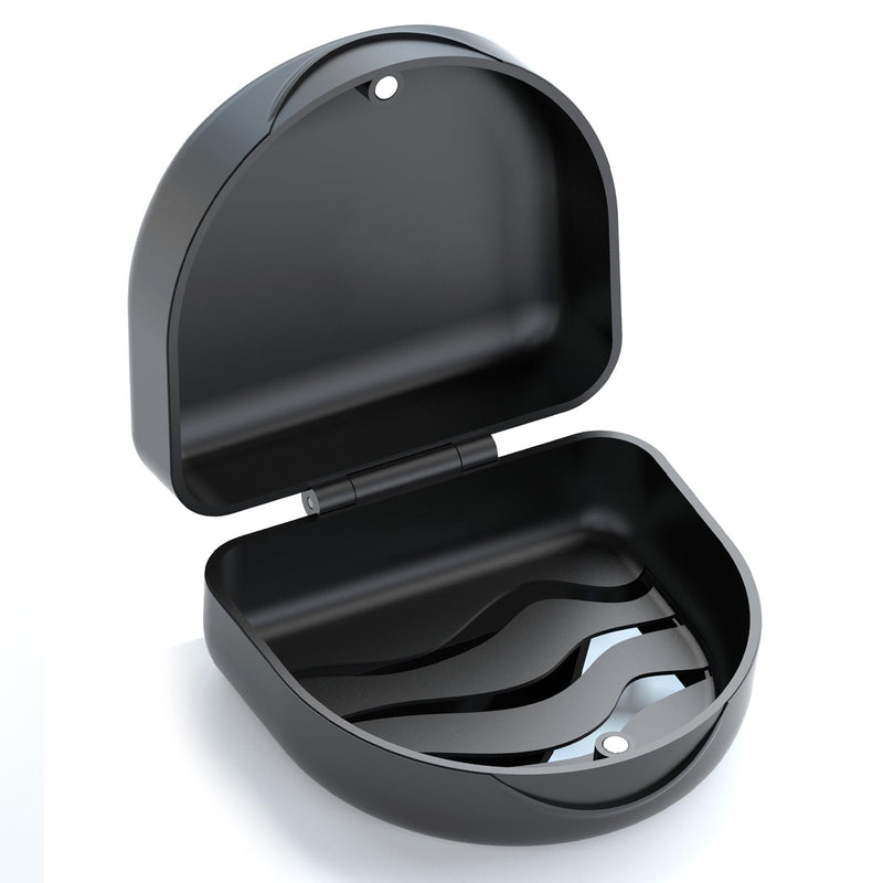 [AUSTRALIA] - Retainer Case Denture Case: BVN Orthodontic Dental Case, Slim Braces Case, Mouth Guard Case, Denture Box, Teeth Aligner Case, Night Guard Case Container Storage Holder Black 