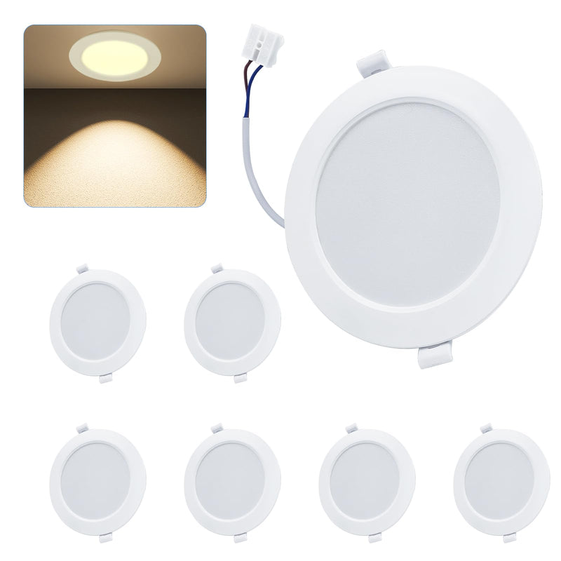 WeshLMPO LED Recessed Spotlights, 230 V, Flat Set of 6, 4 W Ceiling Spotlights, LED Spotlights, IP44 Ceiling Spotlights, LED Recessed Lights, 350 Lumens, Warm White, 3000 K, for Bedroom, Bathroom, 3000k Warm White 4W / 6er Set