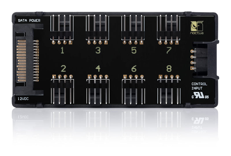 Noctua NA-FH1, 8 Channel Fan Hub for up to Eight 12V or 5V Based 4-pin PWM or 3-pin Fans (Black)