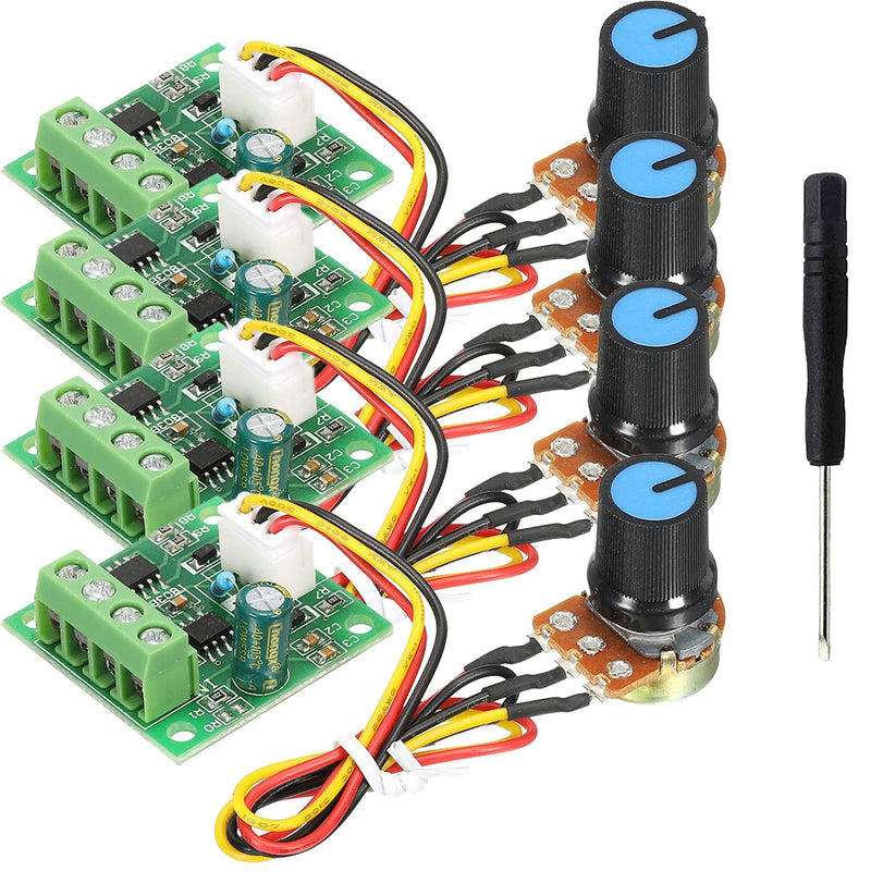 Youmile 4 pcs DC PWM Controller DC Motor Speed Controller module 1.8 V to 15 V 2A Rotary potentiometer Speed adjustment 1803BW B100K with screwdriver DC 1.8V~15V