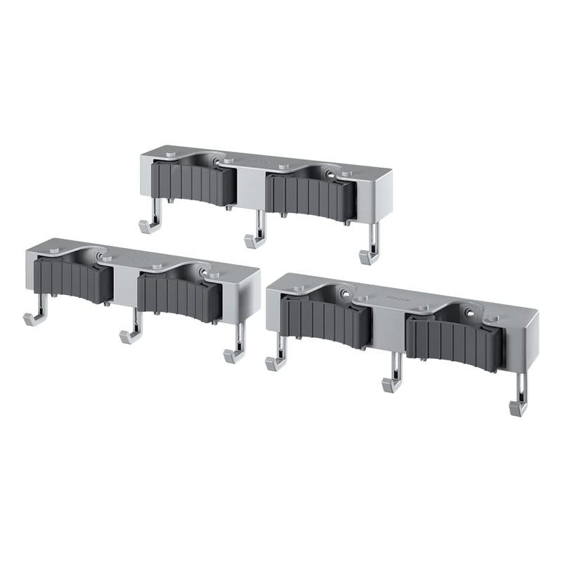 Metaltex Hang-up 6 Clamp Bar Broom Holder, Tool Holder with 3 Hooks, Set of 3