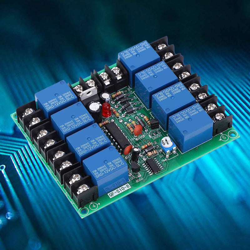 Power Time Sequence Board 8 Channels Power Time Sequence Board 0.2-4S Adjustable Sequential Controller Module for Stage KTV or Audio Devices
