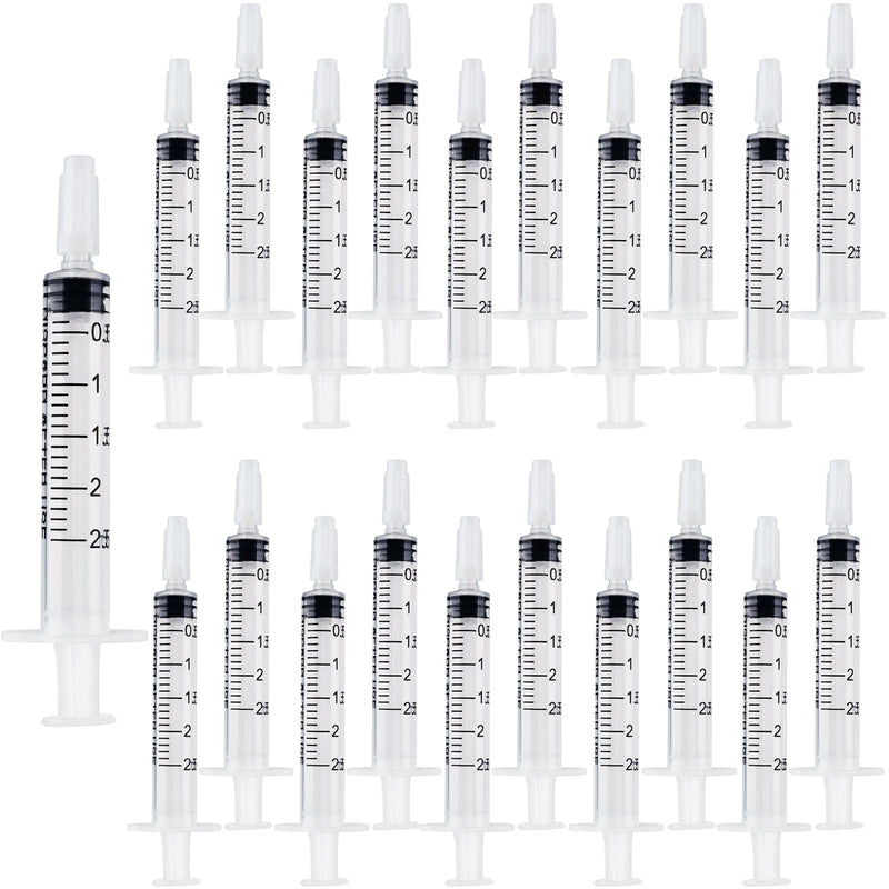 Syringes 2.5 ml, Pack of 20 Disposable Syringes Without Needle, Plastic Syringe with Sealing Cap, Colostrum Syringe, Dosing Syringe for Small Animal Feeding, Scientific Laboratories