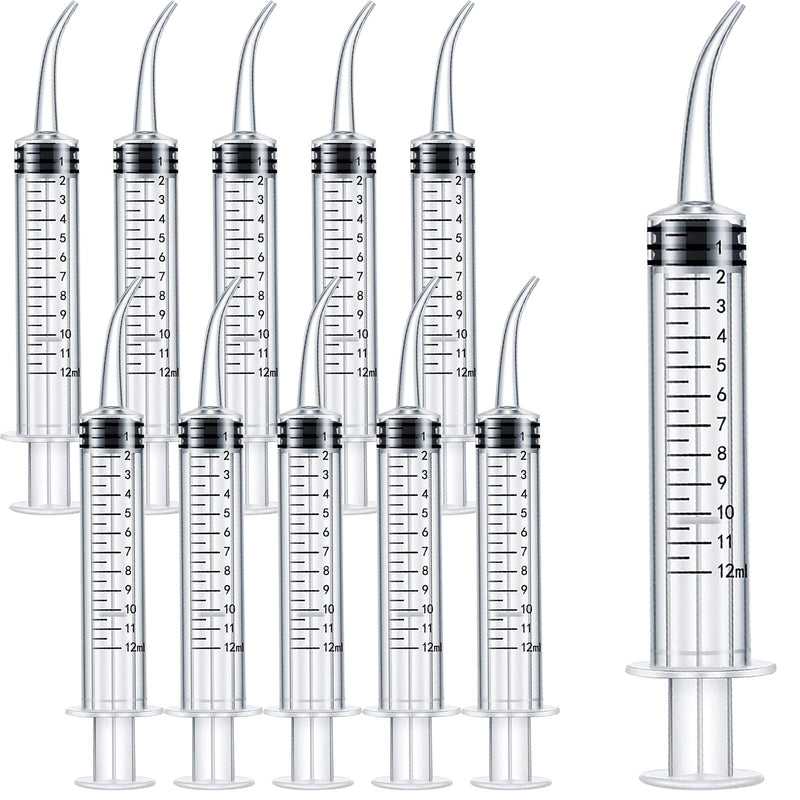 Syringe 12 ml Plastic Curved Syringe Mouth Syringe Dental Irrigation Syringe Wisdom Teeth Syringe for Oral Dental Care Cleaning
