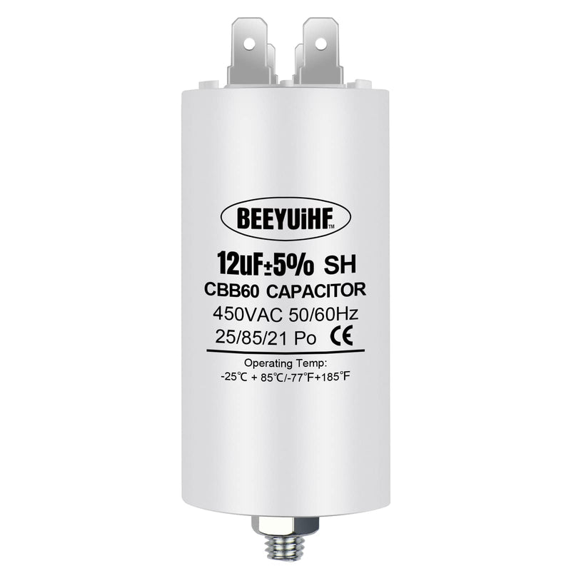 [AUSTRALIA] - BEEYUIHF CBB60 Motor Capacitor 12µF 450V Capacitor 50/60Hz Starting Capacitor 12UF Motor Running Capacitor Plug M8 for Electric Motor 40 x 72 mm 12μF / 12uF 