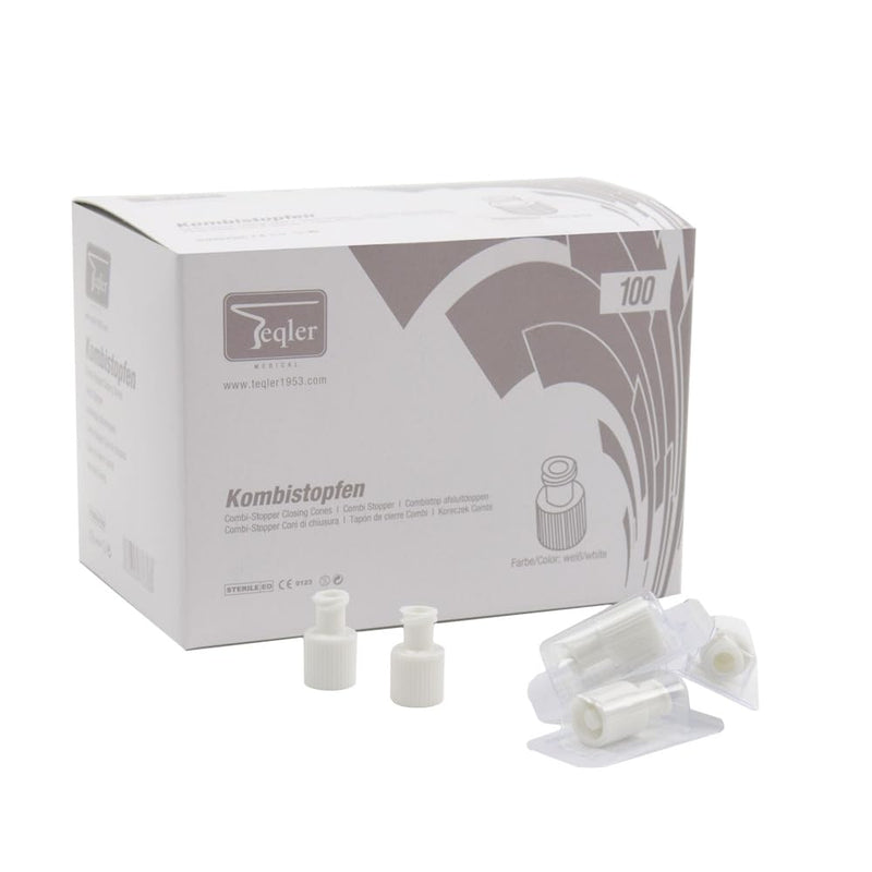 [AUSTRALIA] - Teqler Luer Lock Combination Stoppers, Pack of 100, White 