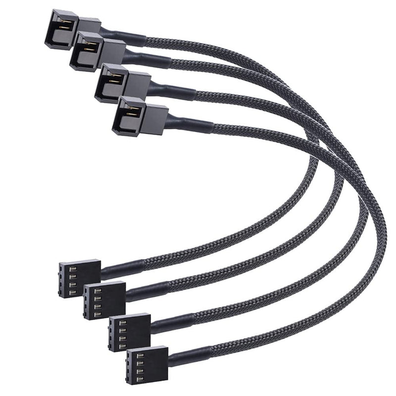 Gebildet 4 x 4 Pin PWM Fan Extension, Power Cable, Connection Housing, Male to Female, for Computer, Compatible with 4-Pin and 3-Pin PWM Fans (42 cm) PWM (1 to 1) 42 cm