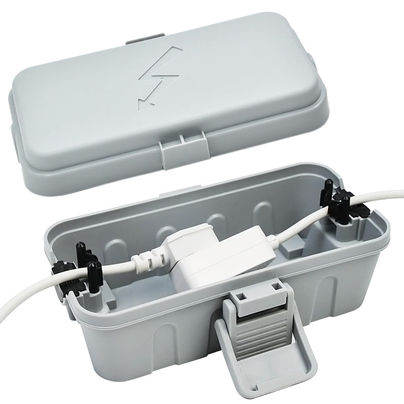 Hrensaw Small Weatherproof Electrical Connection Box(Inner 5.5 x 3 x 2.2inch),Outdoor Electrical Box,Waterproof Extension Cord Covers for Plug, Extension Cables, Holiday Lights,Grey Grey