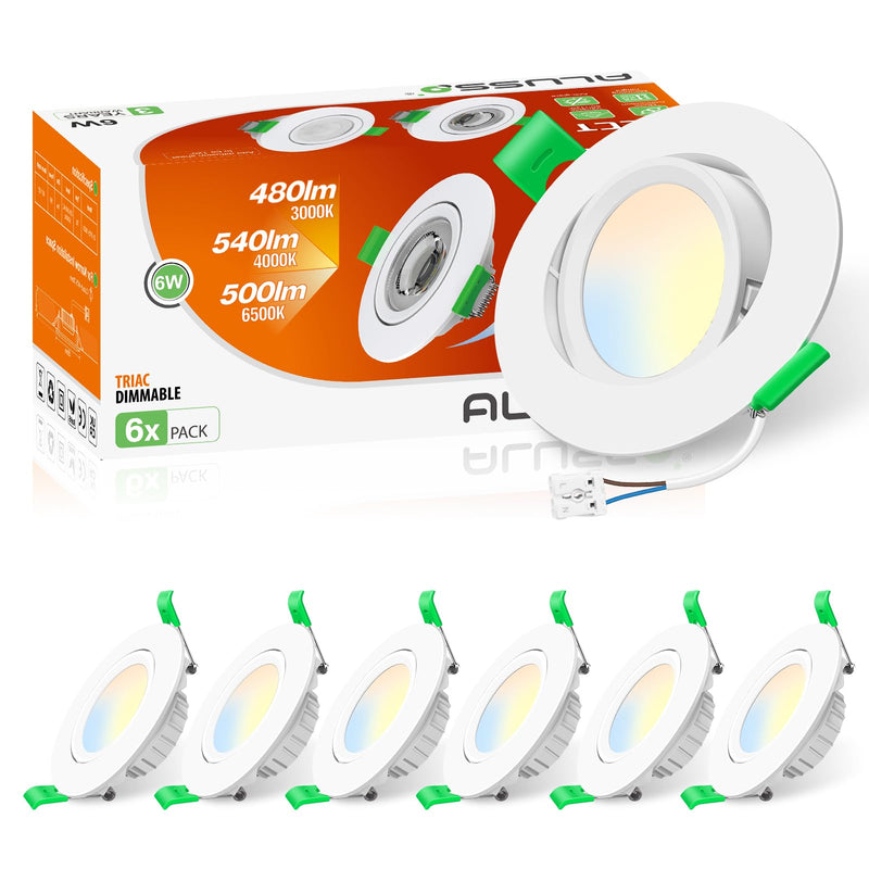 [AUSTRALIA] - ALUSSO LED Recessed Spotlight 230 V 76 mm, 6 W Tilt Recessed Spotlight, LED Flat 25 mm, 3CCT Spot Warm White 3000 K Natural White 4000 K Cool White 6500 K, Removable Recessed Spotlight, LED Dimmable Neigung Abnehmbar, Ø75-78mm Lochmass 