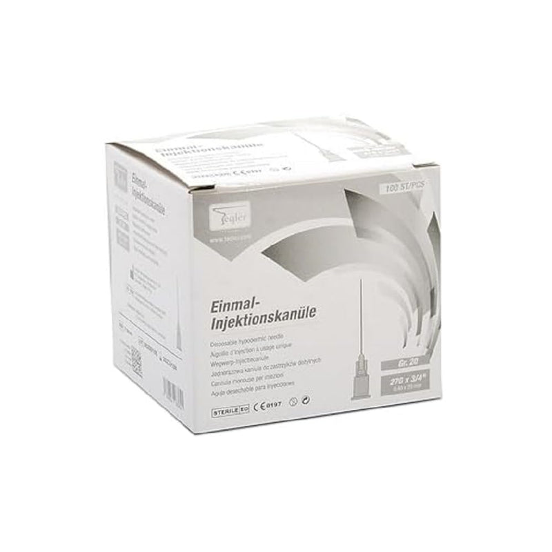 Teqler Disposable Cannulas 27G x 3/4, 0.4 x 20 mm (Grey)
