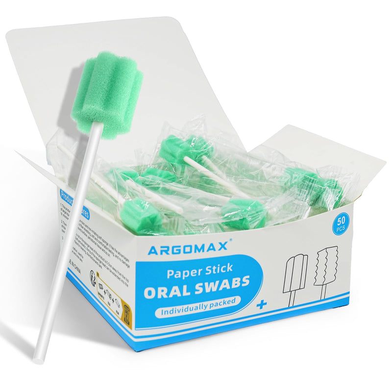 Mouth Sponges Sterile Dental Swabs, 50 Pieces Oral Care Sponge Swabs, Cleaning Mouth Swabs, Oral Hygiene Sponge, Mouth Care Swabs, Cotton Buds, Oral Care Sticks, Foam for Oral Hygiene, Cyan