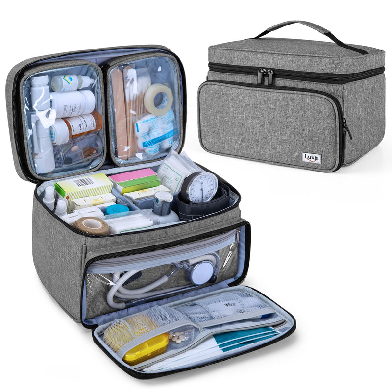 [AUSTRALIA] - Luxja Medical Bag, Emergency Bag for Medical Accessories, Medicine Bag for Travel, Medical Bag for First Aid Kits, Grey Gray 